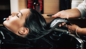 woman getting hair done