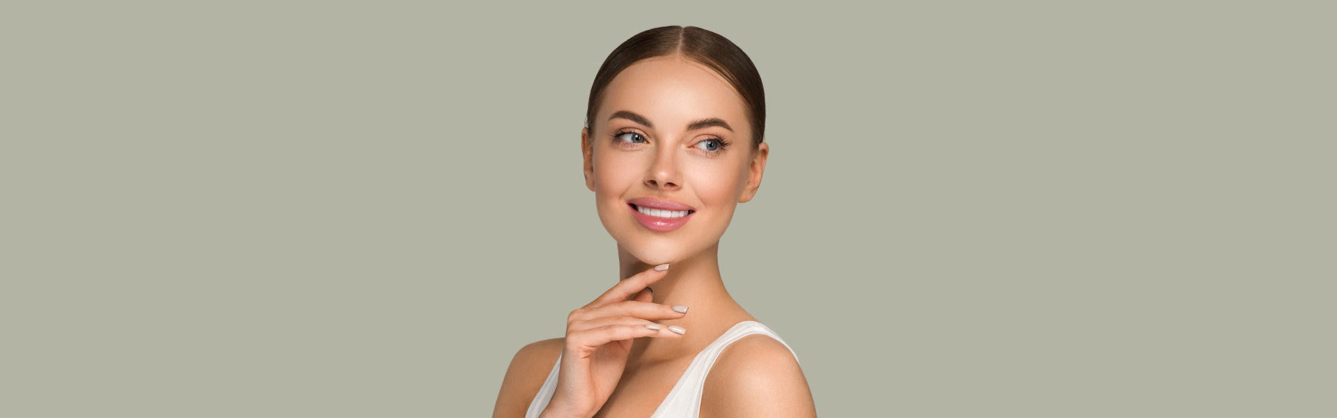 a woman smiling